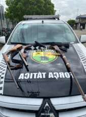 1ª Cia/ 4º BPM apreende armas de fogo e munições na zona rural de Itatira após denúncia