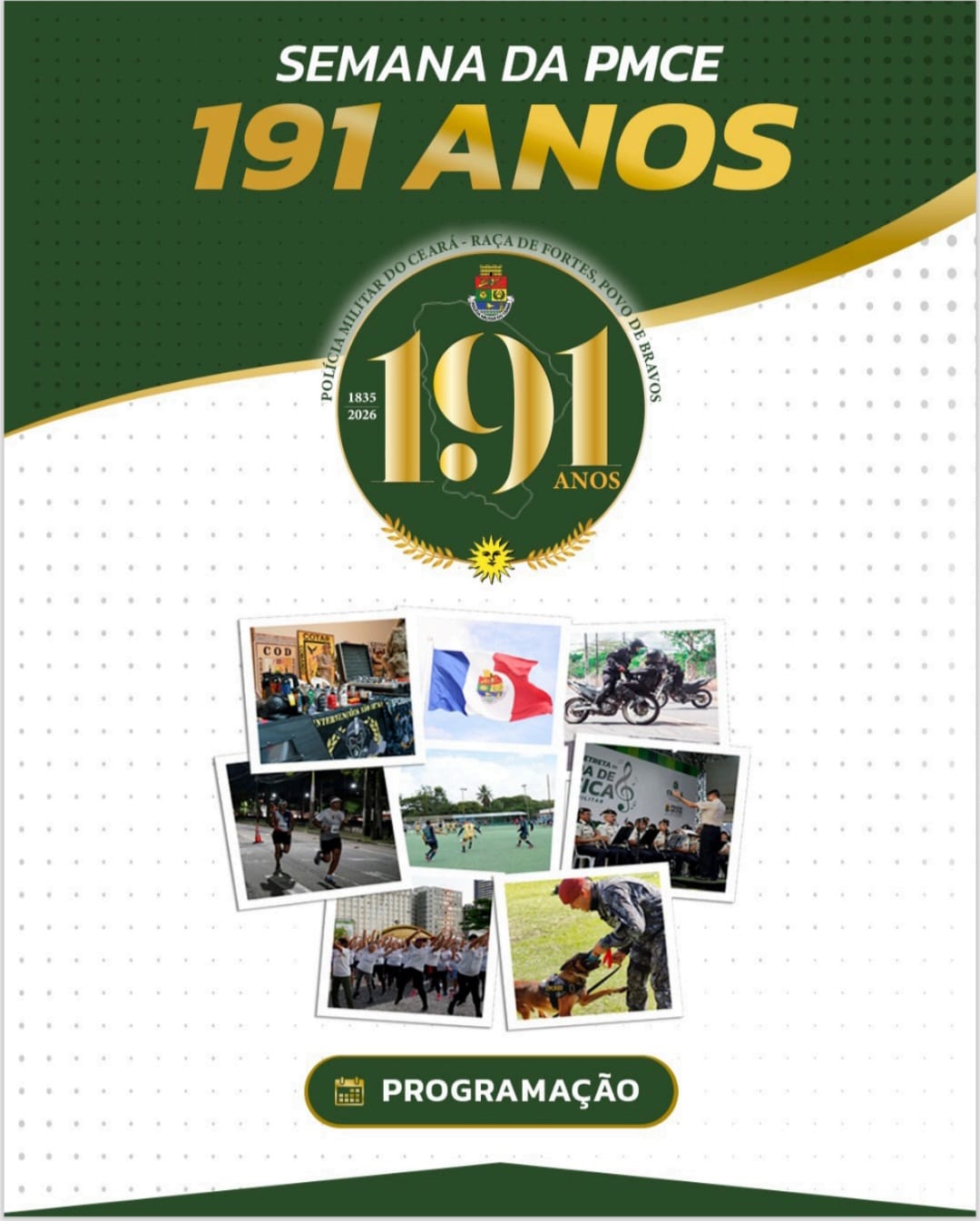 Polícia Militar do Ceará celebra 191 anos com programação esportiva, cultural, social e solene aberta ao público