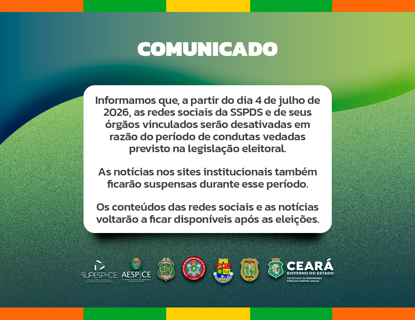 COMUNICADO LEGISLAÇÃO ELEITORAL