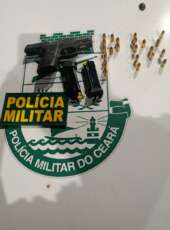 PMCE apreende pistola, carregadores e munições e prende dupla em Barbalha